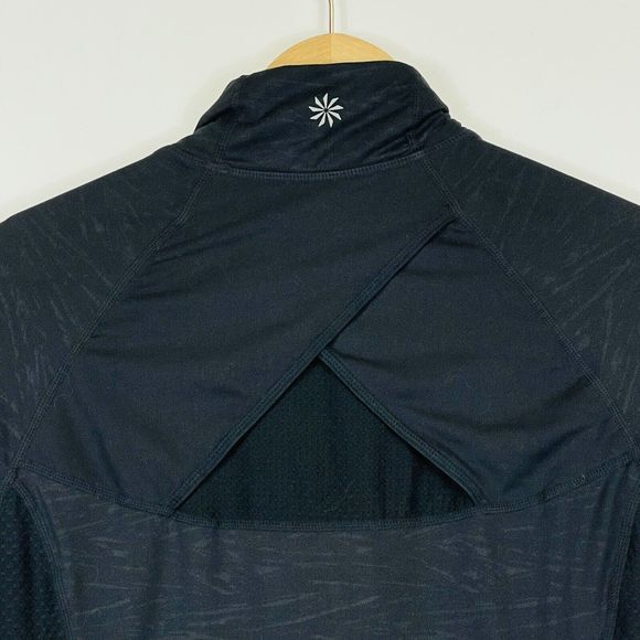 Athleta Black Mesh Panel Lightweight Quarter Zip Active Jacket Womens Medium - Picture 6 of 7